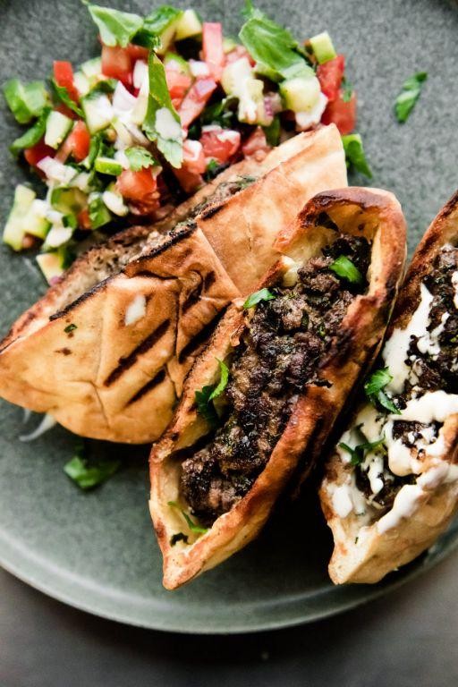 Lamb Arayes (Grilled Stuffed Pitas)