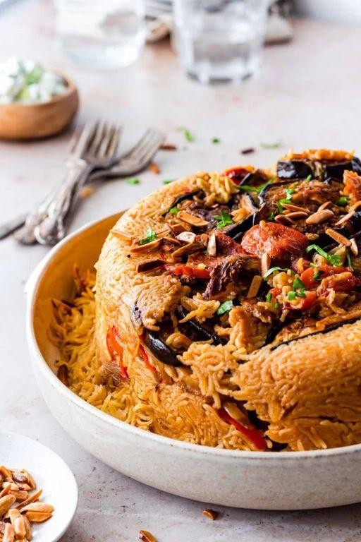 Lamb Maqluba with Spiced Rice and Vegetables