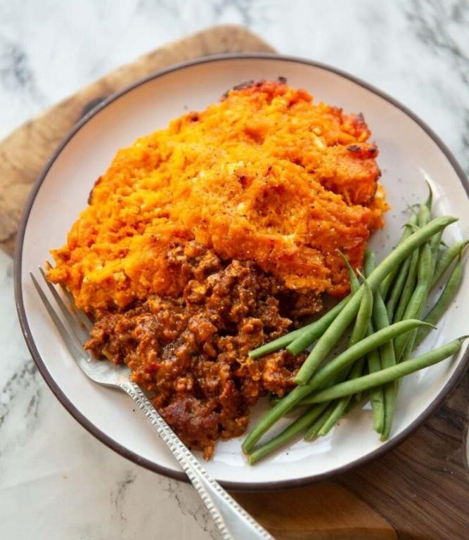 Lamb Shepherd’s Pie with Mashed Sweet Potatoes