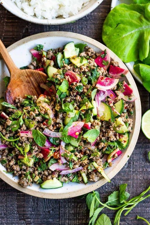 Larb Salad with Cucumber and Radish