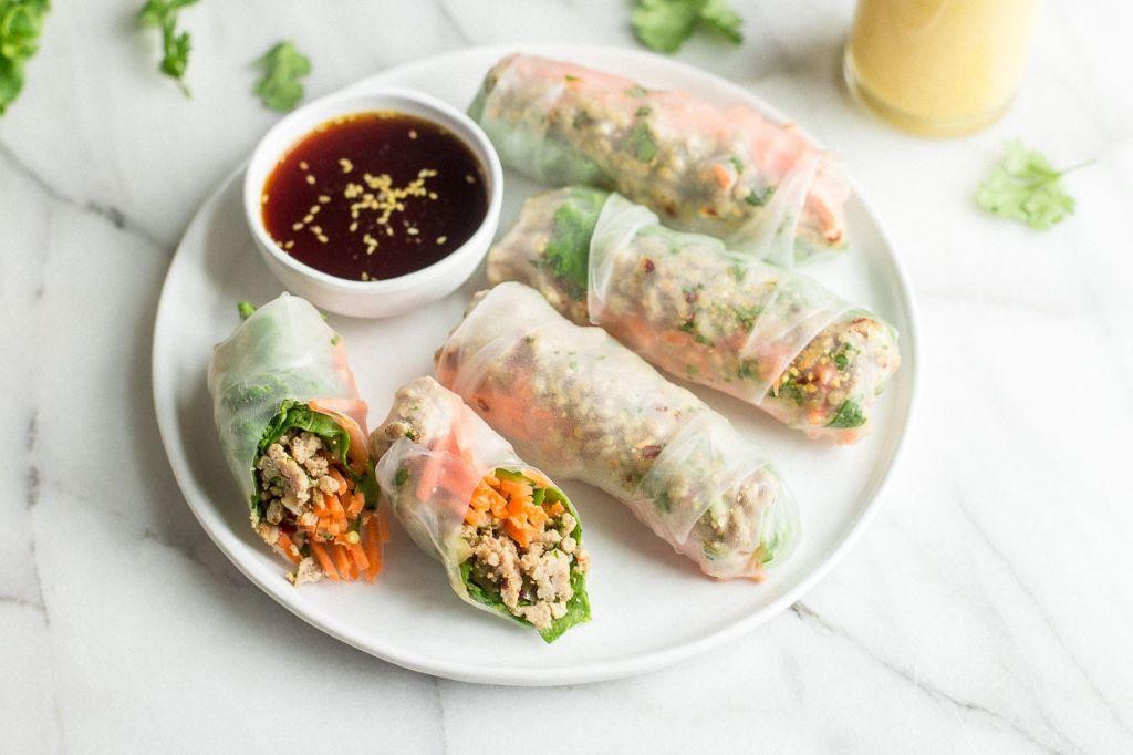 Larb Spring Rolls with Rice Paper