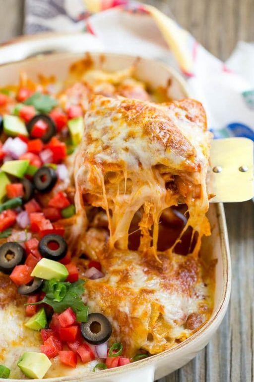Leftover Rotisserie Chicken Enchilada Casserole