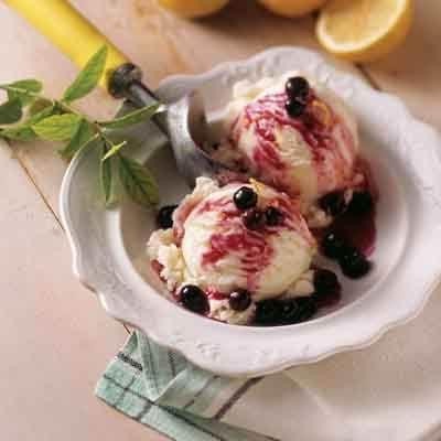 Lemon Bavarian Cream with Blueberry Sauce