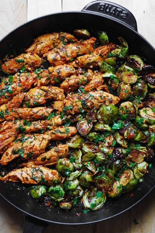 Lemon Garlic Chicken and Brussels Sprouts Casserole