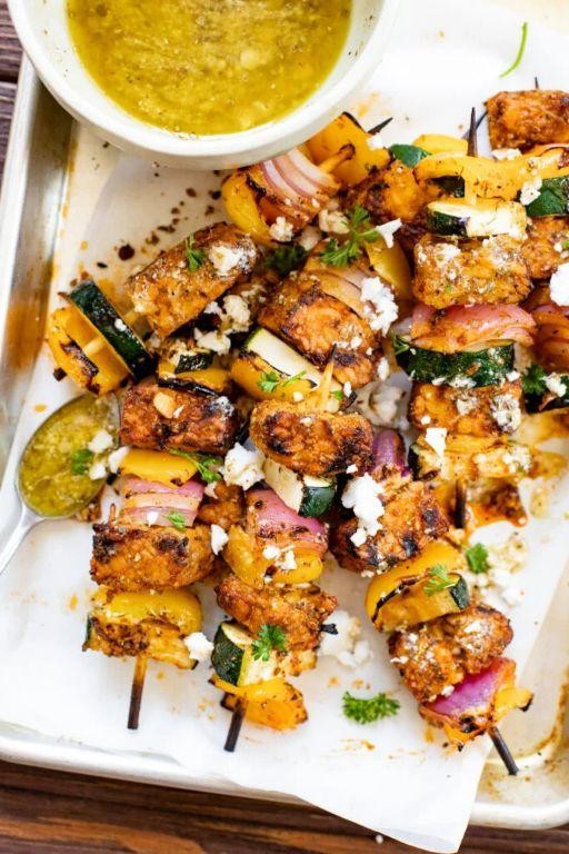 Lemon Garlic Tempeh Skewers