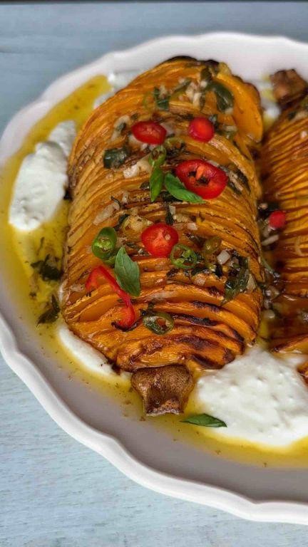 Lemon Herb Hasselback Butternut Squash