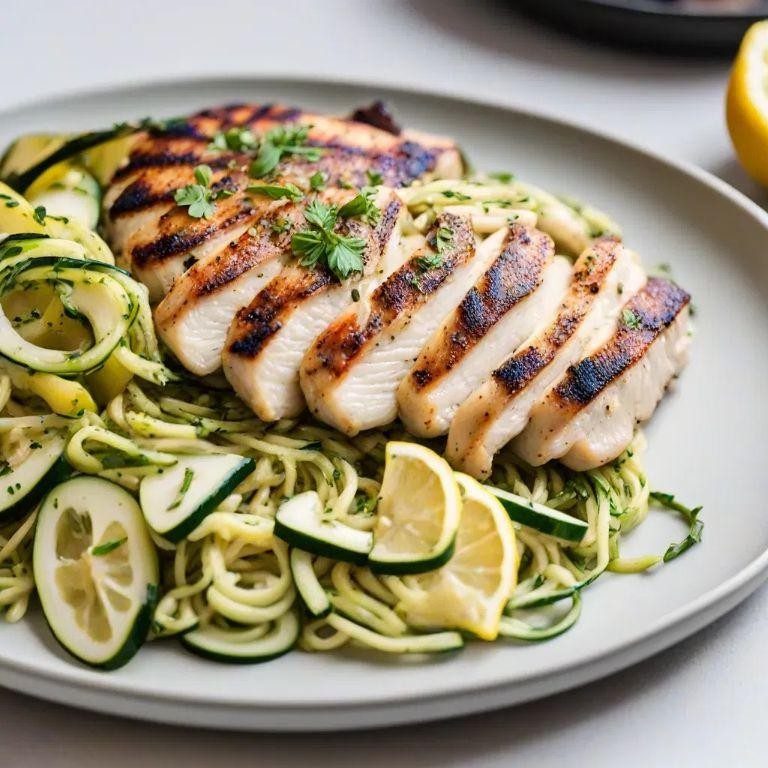 Lemon Herb Zucchini Noodles with Grilled Chicken