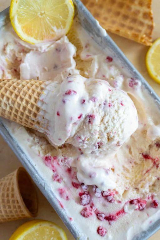 Lemon Raspberry Keto Ice Cream