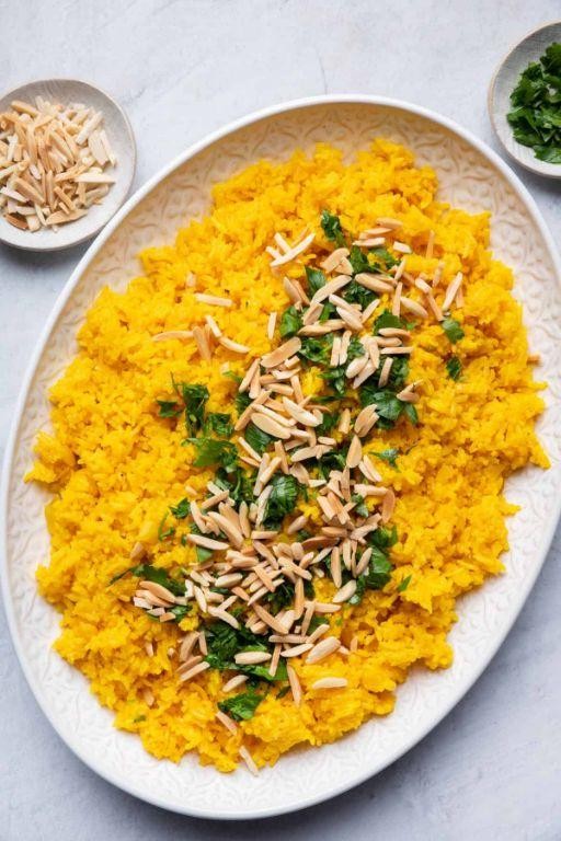 Lemon Turmeric Rice with Toasted Almonds