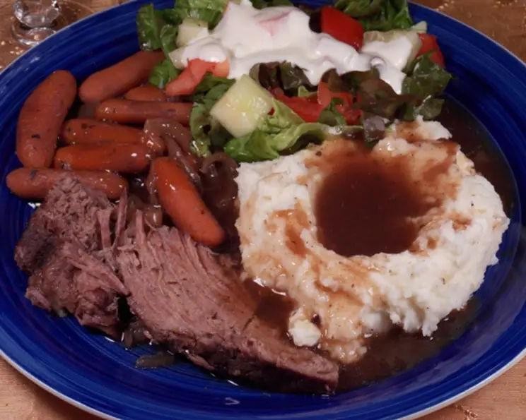 Llama Pot Roast with Red Wine Gravy