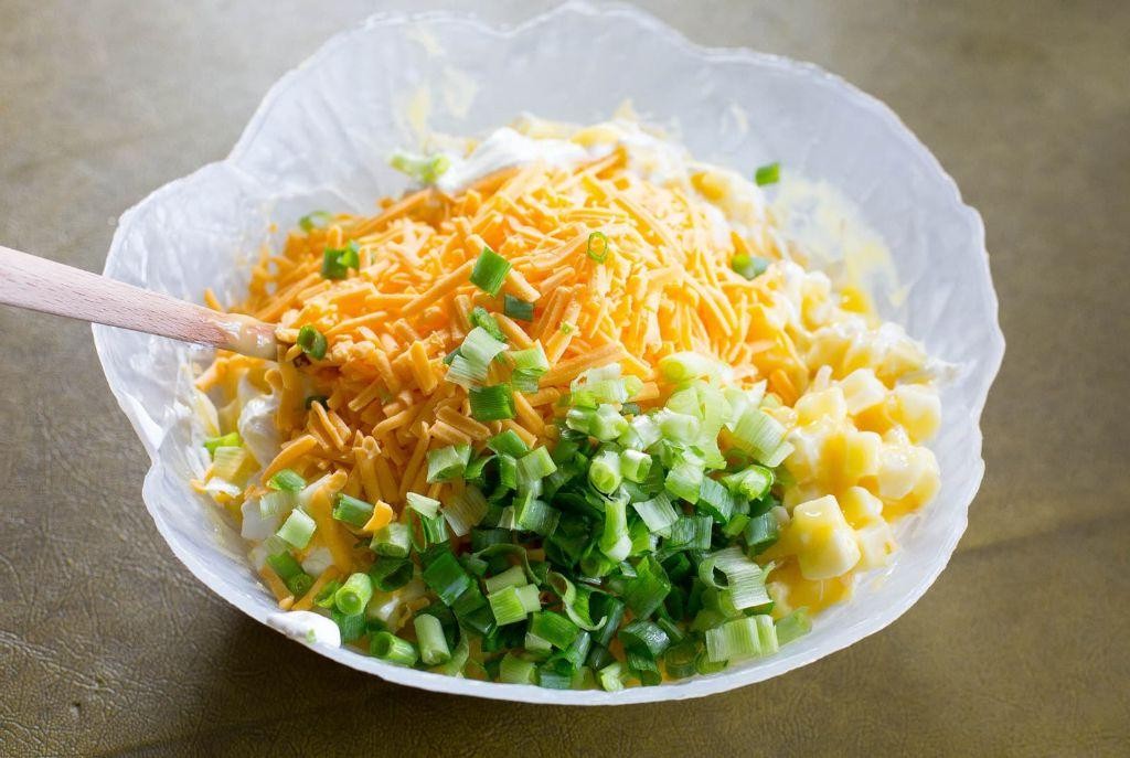 Loaded Funeral Potatoes with Green Onions and Cheddar