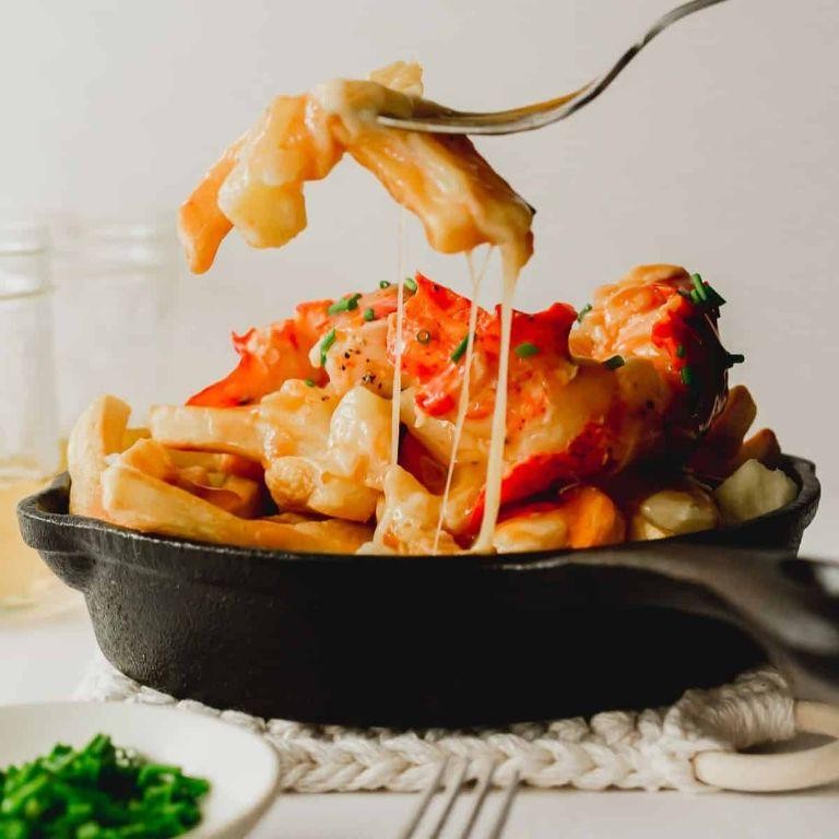 Lobster Poutine with Garlic Butter Sauce