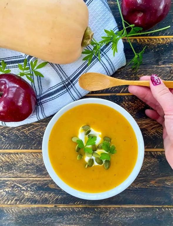 Low Sodium Instant Pot Butternut Squash and Apple Soup