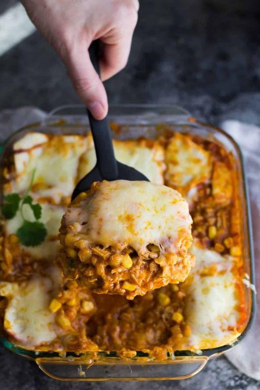 Low-Carb Cauliflower Chicken Enchilada Casserole