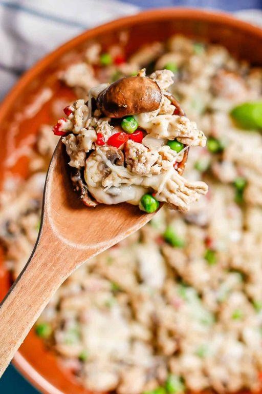 Low-calorie ground chicken and mushroom skillet