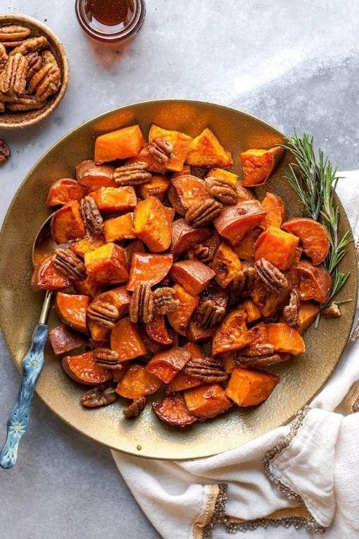 Maple Cinnamon Glazed Diced Sweet Potatoes