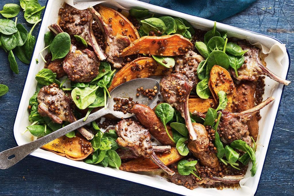 Maple Glazed Lamb Chops with Sweet Potatoes
