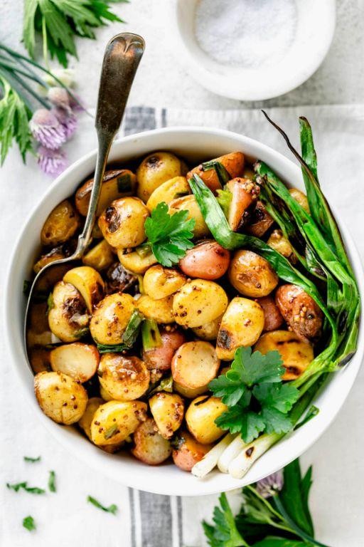 Maple Mustard Glazed Baby Dutch Yellow Potatoes
