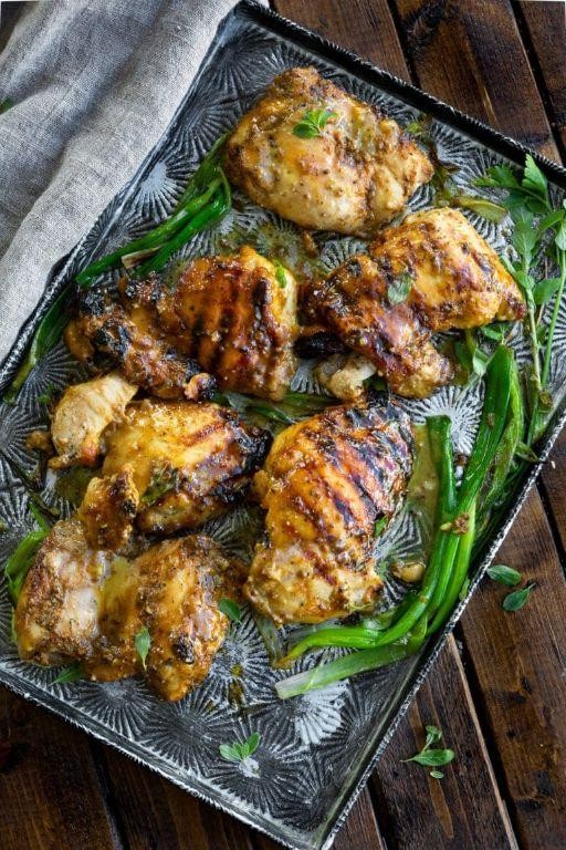 Maple Mustard Glazed Grilled Chicken Thighs