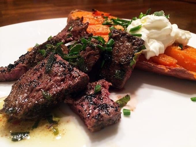 Maple-Glazed Elk Tenderloin with Sweet Potatoes