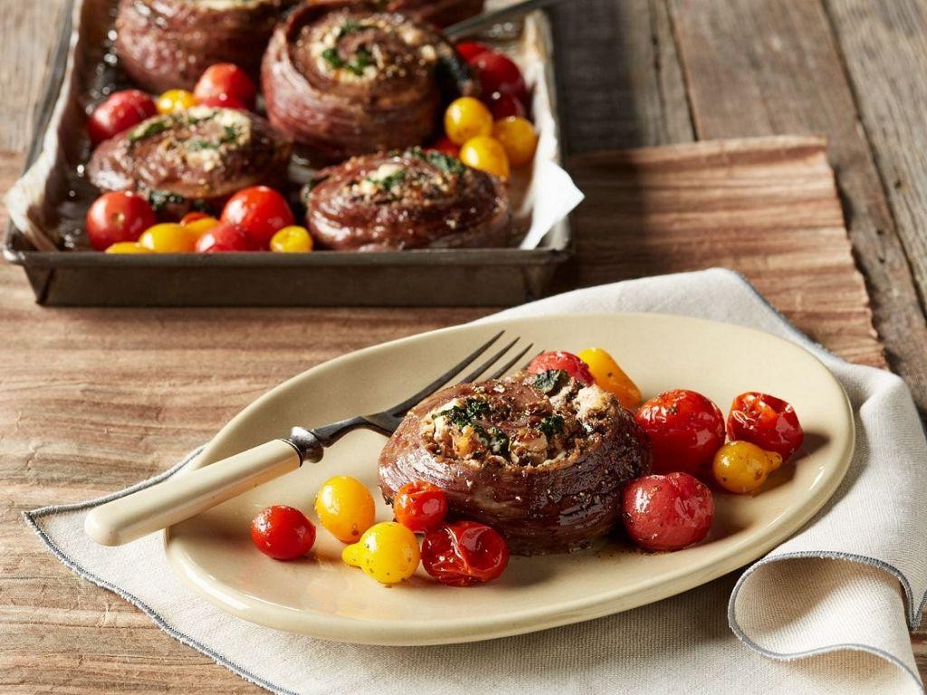 Mediterranean Flank Steak Pinwheels with Olives and Feta