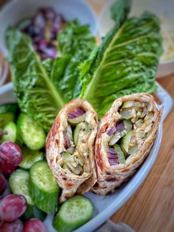 Mediterranean Grilled Veggie Wraps with Hummus