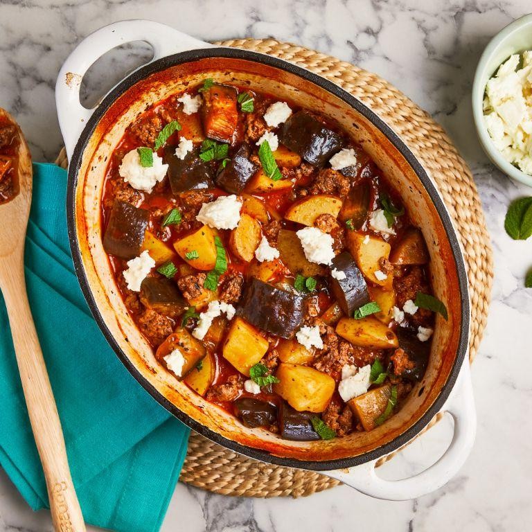 Mediterranean Slow Cooker Lamb Stew with Feta and Mint