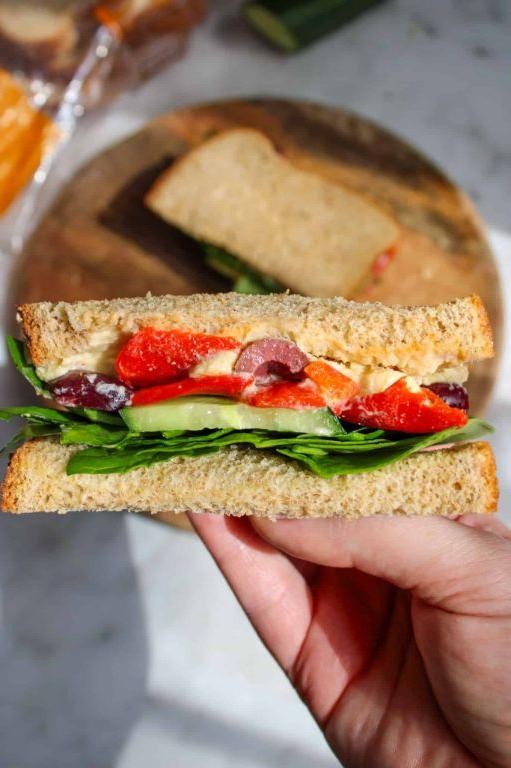 Mediterranean Veggie Panini with Hummus