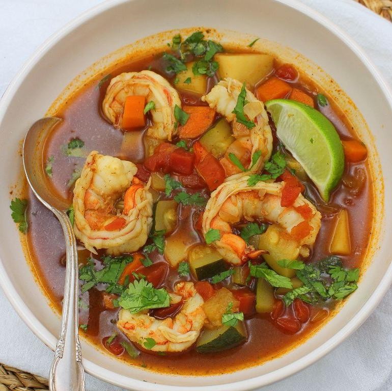 Mexican Seafood Soup with Clams and Shrimp