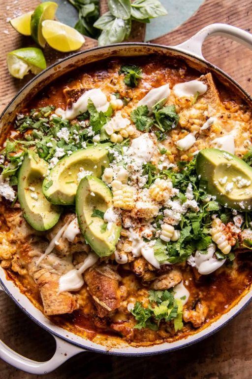 Mexican Street Corn Chicken Enchilada Casserole