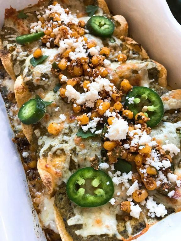 Mexican Street Corn Veggie Enchiladas