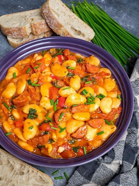 Mexican-Style Baby Lima Beans with Chorizo