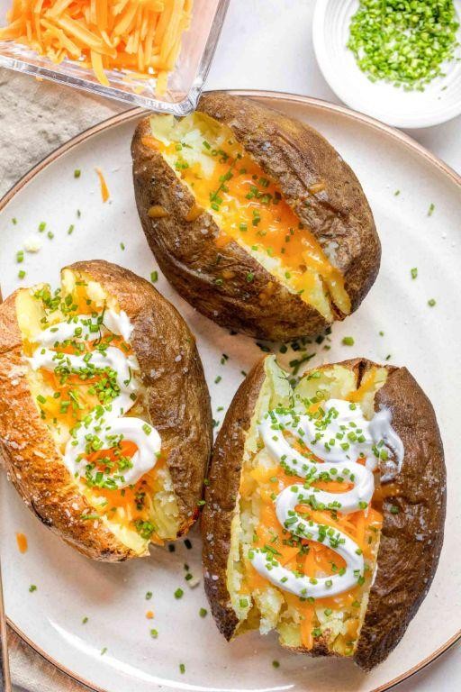 Microwave Baked Potato with Toppings
