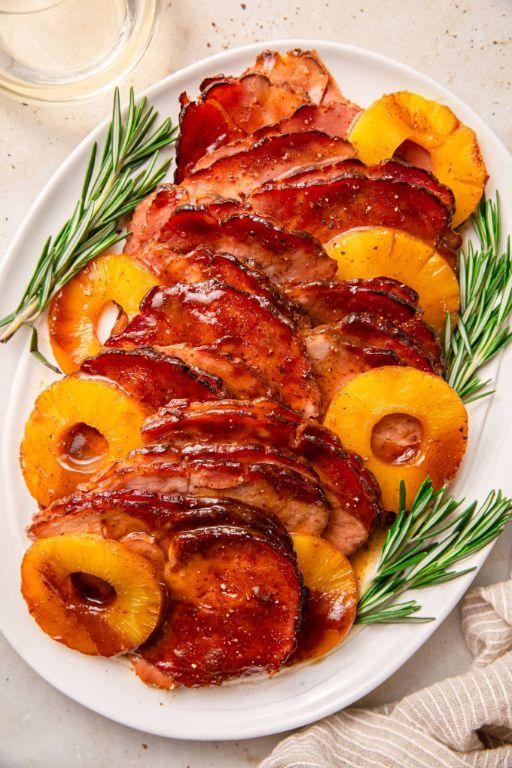 Molasses-Glazed Ham with Pineapple