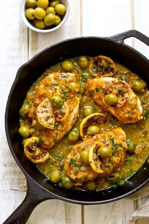 Moroccan Lemon-Olive Stew Chicken