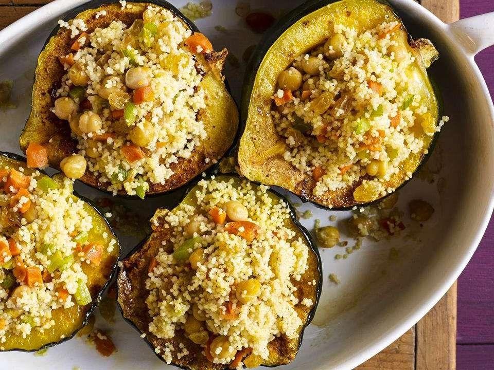 Moroccan Spiced Stuffed Acorn Squash with Dates