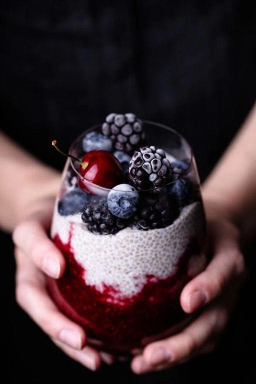 Mulberry and Coconut Chia Pudding