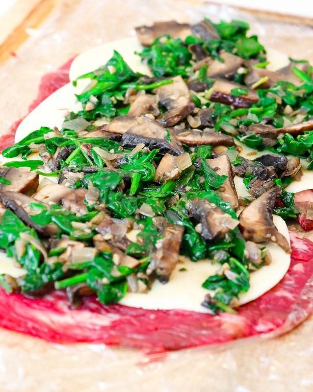 Mushroom and Swiss Flank Steak Pinwheels