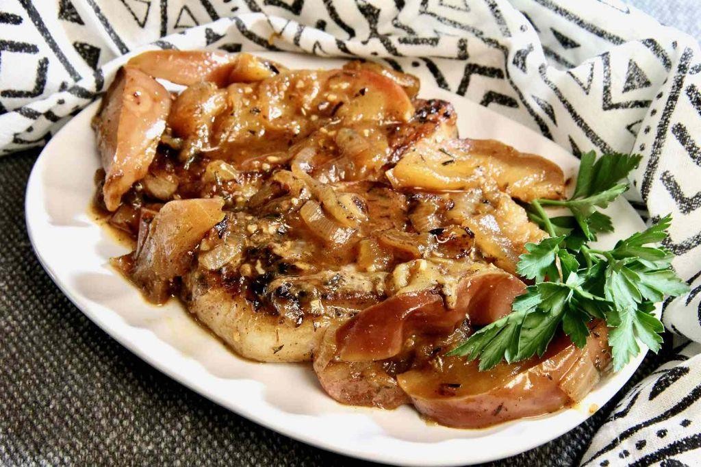 One Pan Pork Chops with Apples and Onions
