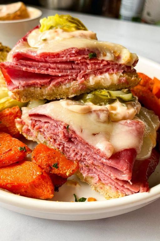 Open-Faced Corned Beef Sandwich with Thousand Island Dressing