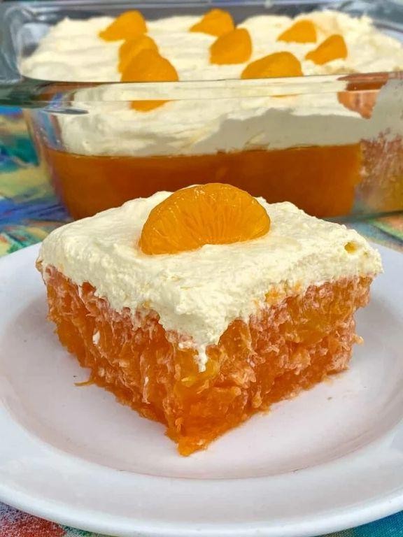 Orange Jello and Coconut Milk Layered Dessert