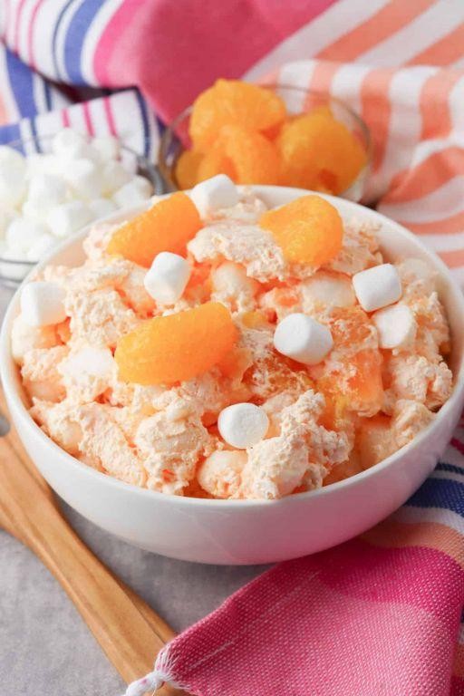 Orange Jello and Marshmallow Fluff Layer