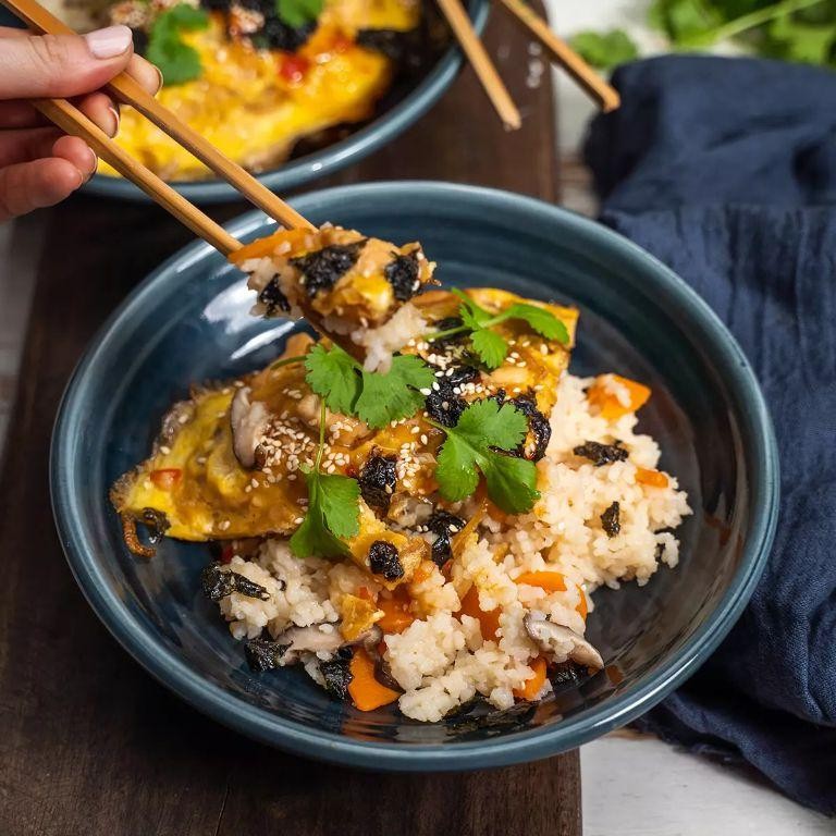 Oyakodon with Soy-Glazed Shiitake Mushrooms