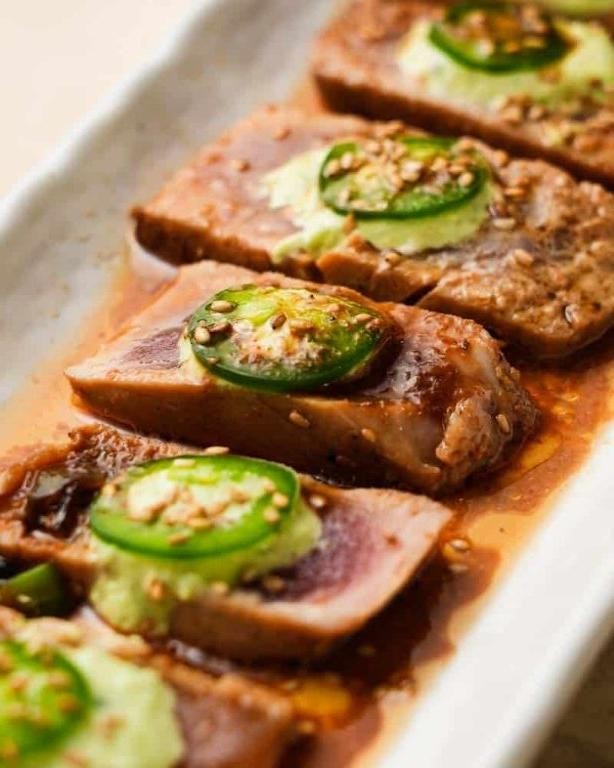 Pan-Fried Yellow Tail Tuna with Ginger Scallion Sauce
