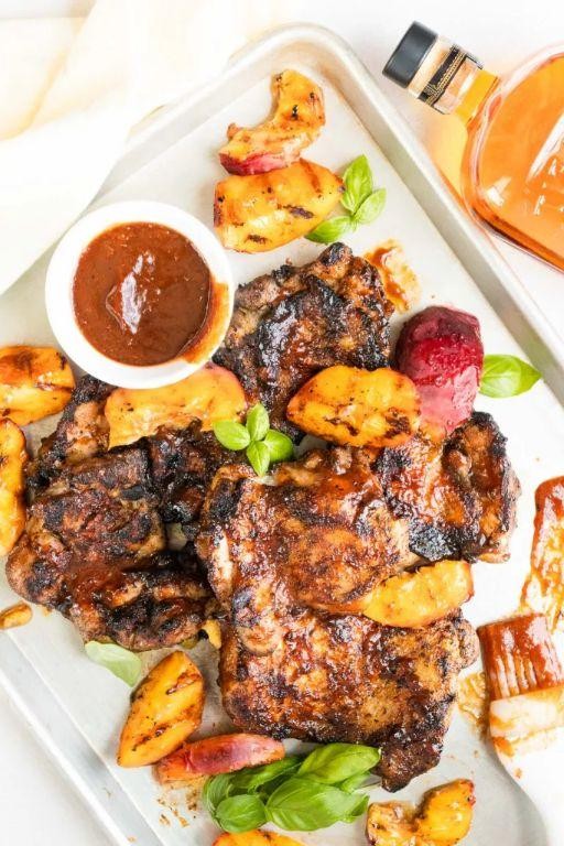 Peach Bourbon BBQ Chicken Thighs
