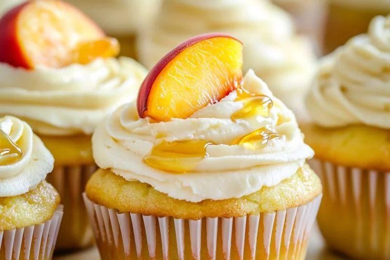 Peach Box Cupcakes with Honey Drizzle