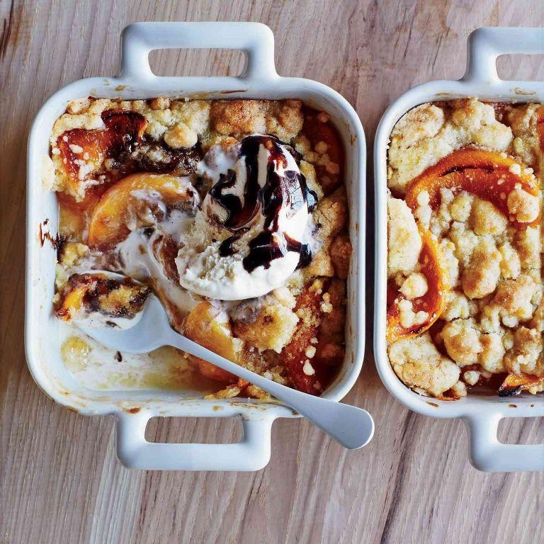 Peach Cobbler with Vanilla Ice Cream