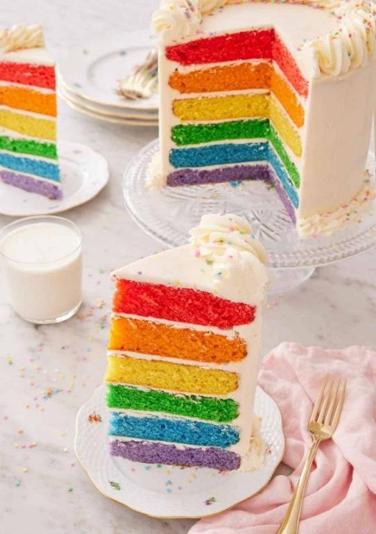 Peanut Butter Rainbow Layer Cake
