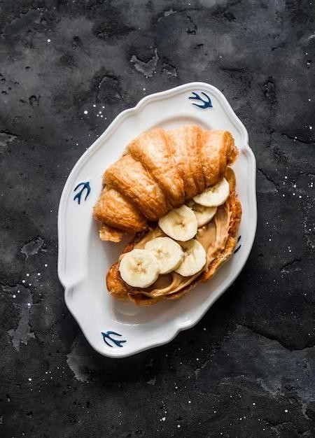 Peanut Butter and Banana Croissant Sandwich