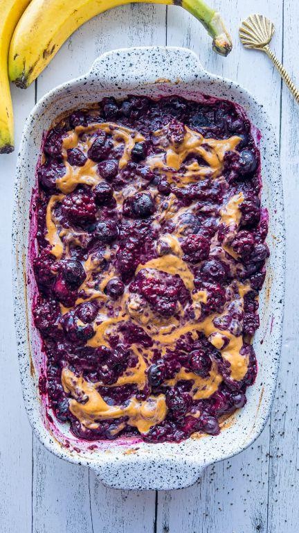 Peanut Butter and Jelly Baked Oats